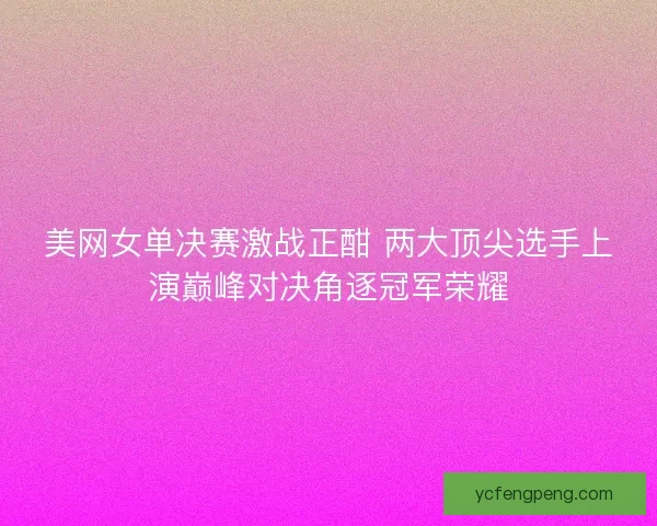 美网女单决赛激战正酣 两大顶尖选手上演巅峰对决角逐冠军荣耀