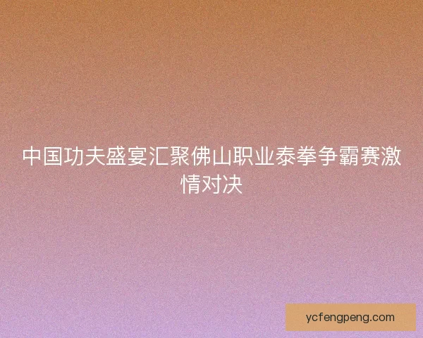 中国功夫盛宴汇聚佛山职业泰拳争霸赛激情对决