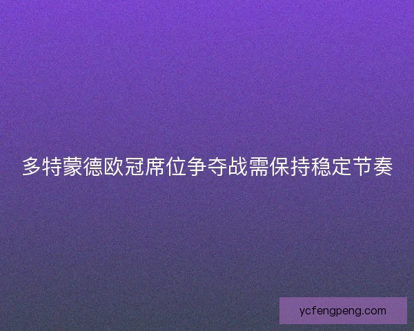 多特蒙德欧冠席位争夺战需保持稳定节奏